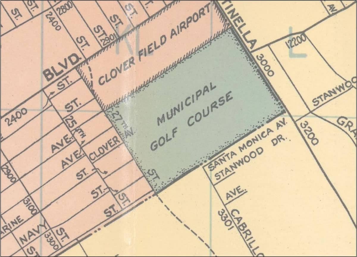 A map of the original clover field and municipal golf course, where SMO now sits.