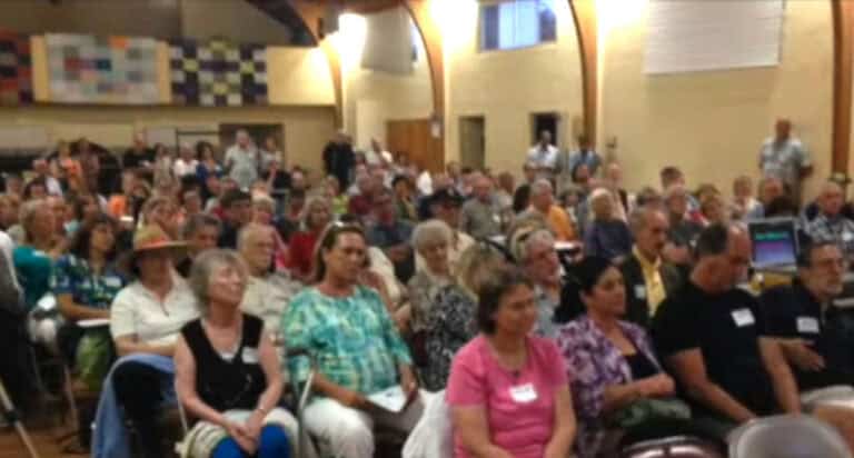 A full crowd at a public meeting